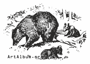 Clipart bear mother with children