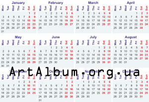 Clipart calendar for 2022 in english