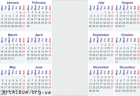 Clipart calendar for 2016 in english