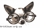 Clipart dog in glasses in color