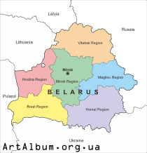 Clipart map of Belarus in english