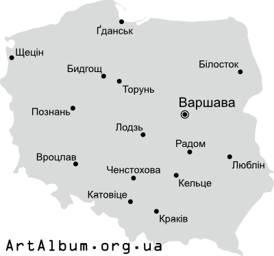 Clipart map of Poland (Polska) in ukrainian