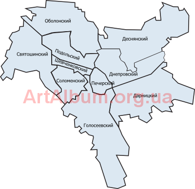 Clipart boundaries of districts of Kyiv (russian)