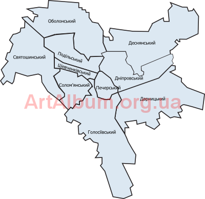 Clipart boundaries of districts of Kyiv (ukrainian)