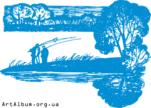 Clipart landscape with fishermen