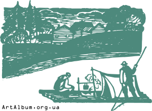 Clipart landscape with fishermen