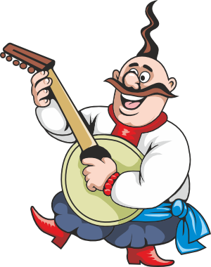 Clipart cossack is playing the Bandura