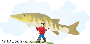 Клипарт рыбак со щукой