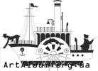 Clipart steamship with fishermen
